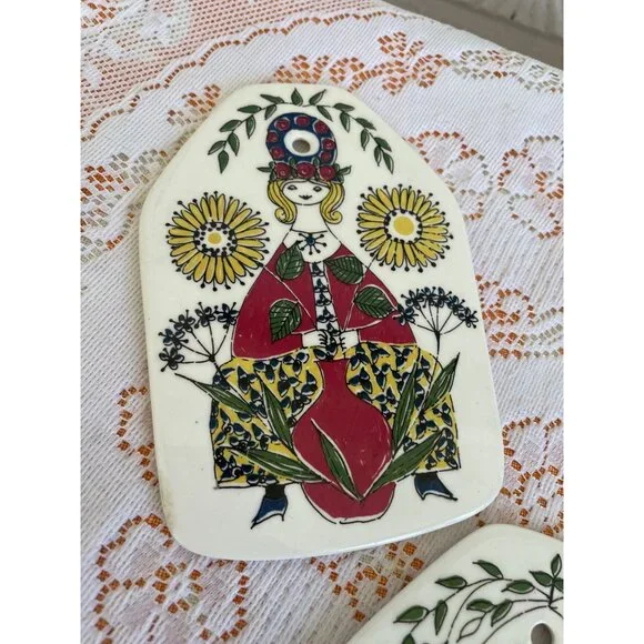 Vintage 1960s Set of 3 Wall Plates Turi Design Mons og Mille Figgjo FF Norway